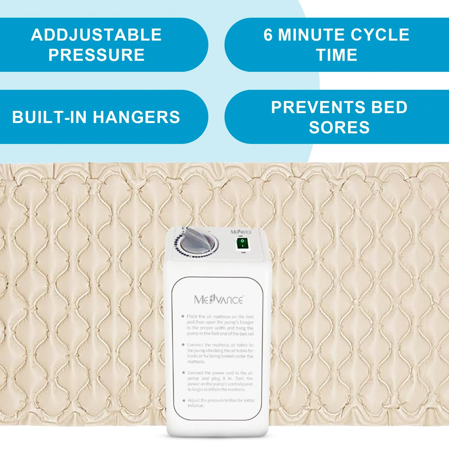 MedVance Premium Alternating Air Pressure Mattress Pad with Pump