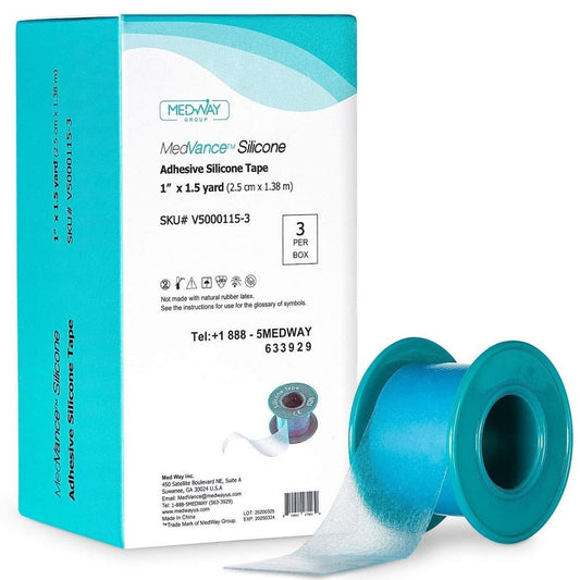 MedVance Soft Silicone Tape with Perforation for Easy Cut Size - 1" Width (3 Pack, 1.5 Yards)