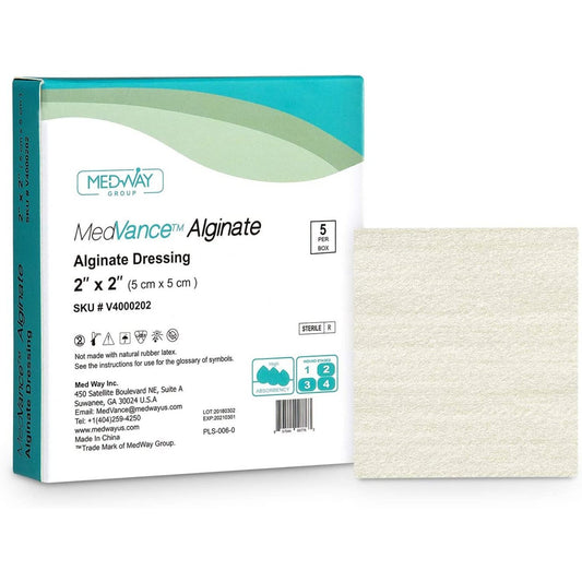 MedVance Calcium Alginate Non-Adhesive Wound Dressing, 2"x2", Box of 5