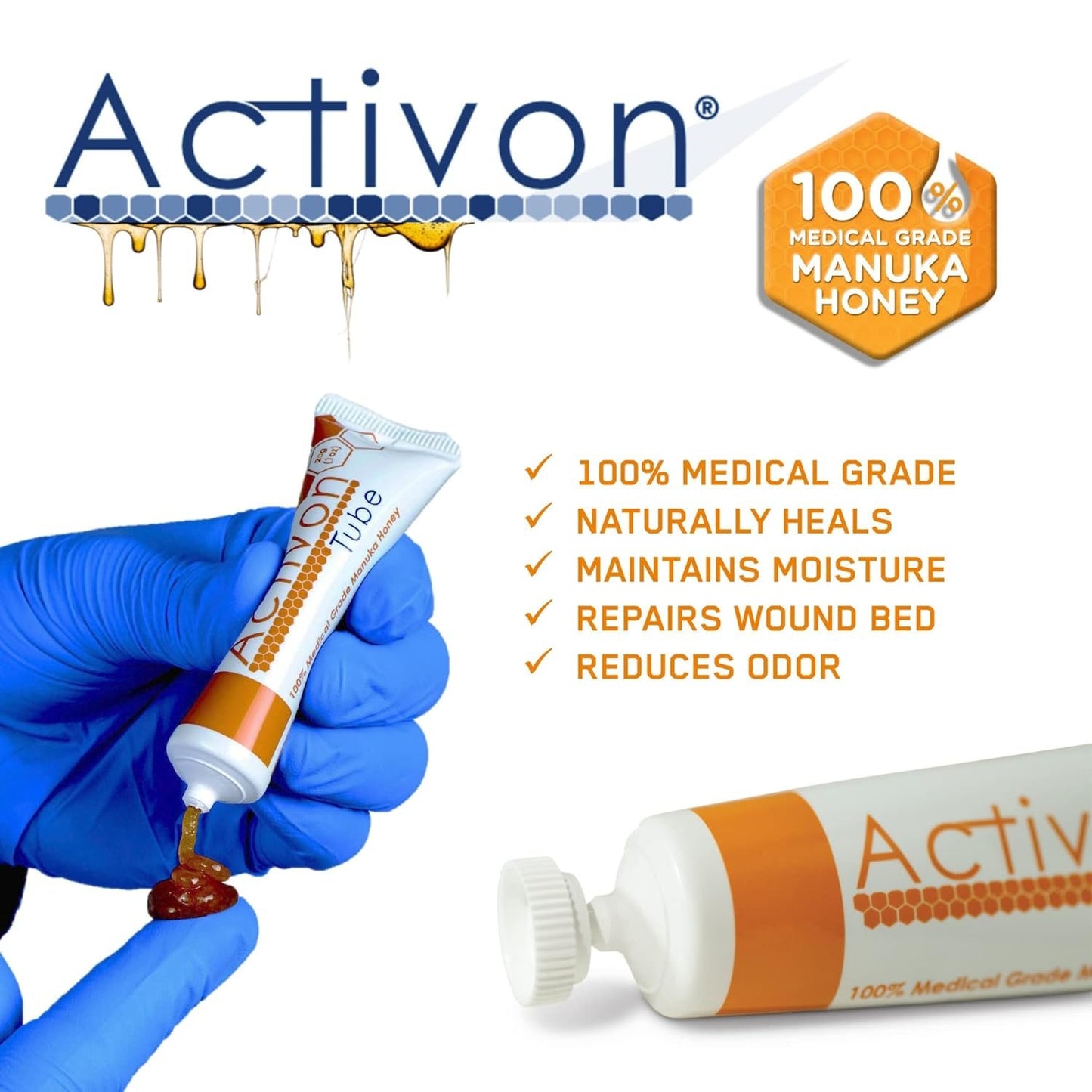 Activon Medical Grade 100% Manuka Honey Gel Tube Natural Healing of Wounds 1 Pack