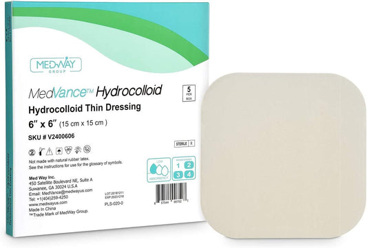 MedVance Hydrocolloid Thin Adhesive Wound Dressing, 6"X 6", Box of 5