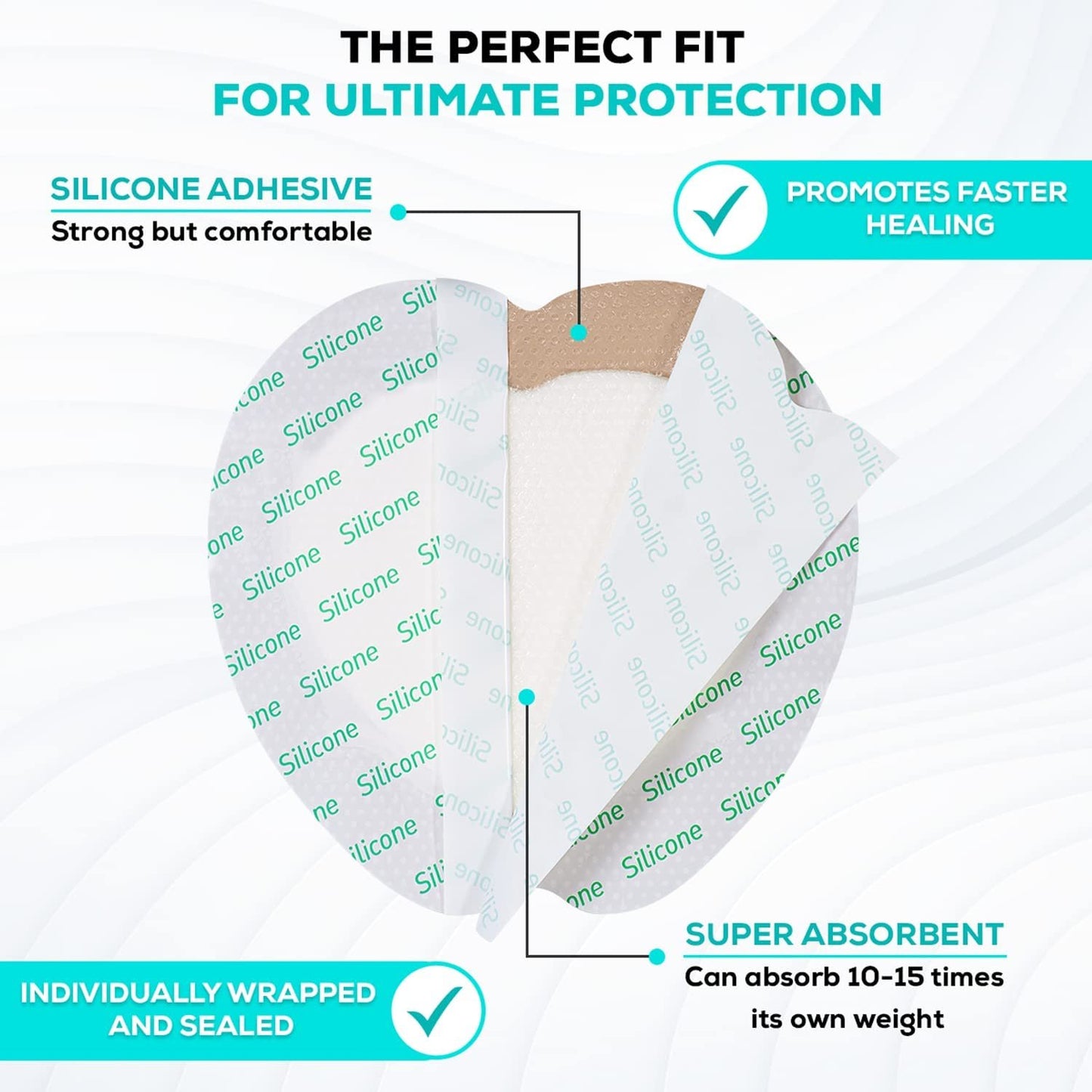 MedVance Silicone Bordered Adhesive Sacral Wound Dressing, 7"x 7", Box of 5