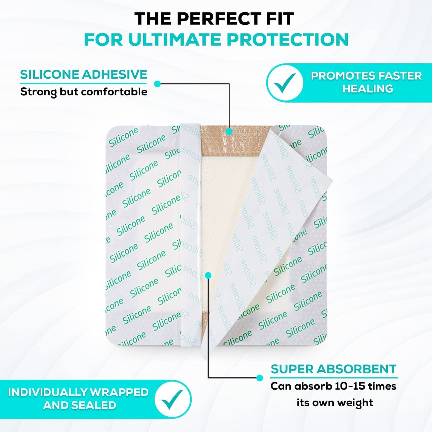 MedVance Silicone Bordered Adhesive Wound Dressing, 4"x4", Box of 5