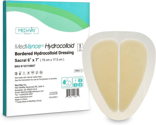 MedVance Hydrocolloid Bordered Adhesive Wound Dressing, 6"X 7", Box of 5