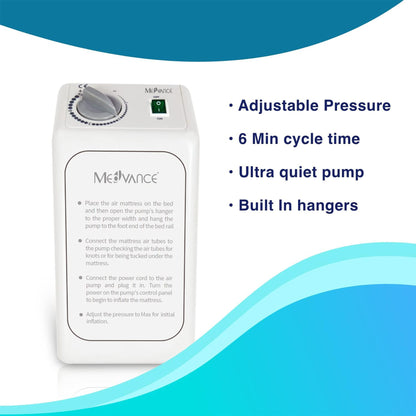 MedVance Comfort Alternating Air Pressure Mattress Pad with Ultra Quiet Alternating Pump (Mattress & Pump only) | Pressure Sore/Ulcer Prevention and Relief | Use on Medical, Hospital, or Standard Bed