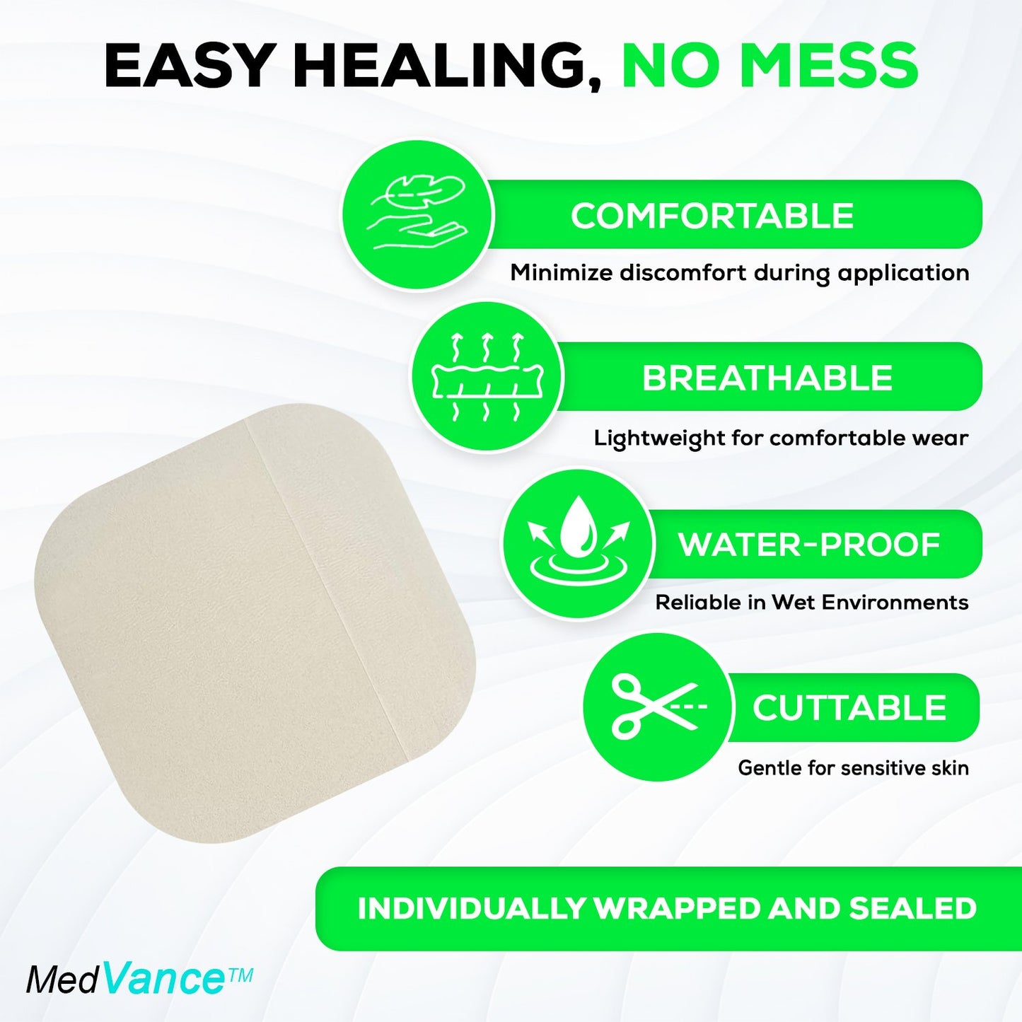 MedVance Hydrocolloid Thin Adhesive Wound Dressing, 4"x4", Box of 5