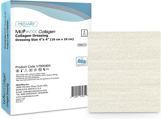 MedVance Collagen Non-Adhesive Wound Dressing, 4"x4", Box of 5