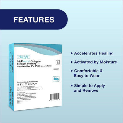 MedVance Collagen Non-Adhesive Wound Dressing, 4"x4", Box of 5