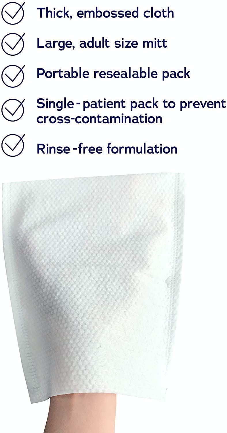 MedVance eLivo Fragranced Wash Mitts | Rinse Free Microwaveable Adult Bed Bath Skin Cleansing Cloths | Wet Wash Gloves | 3 Packs