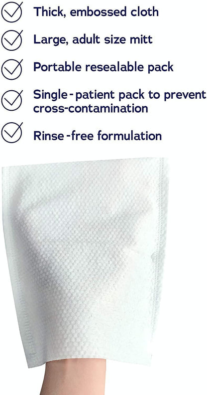 MedVance eLivo Fragranced Wash Mitts | Rinse Free Microwaveable Adult Bed Bath Skin Cleansing Cloths | Wet Wash Gloves | 3 Packs