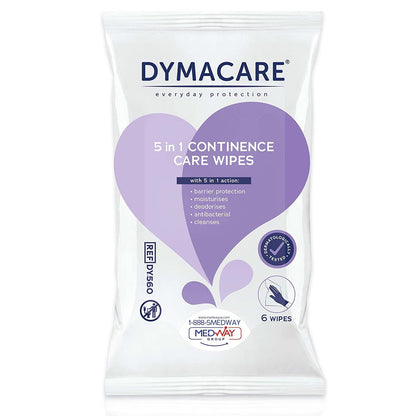 DYMACARE 5 in 1 Continence Care Wipes-  3 Packs