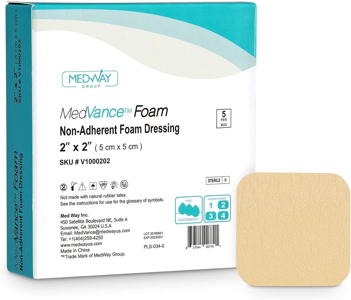 MedVance Foam Non-Bordered Non-Adhesive Wound Dressing, 2