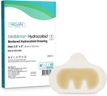 MedVance Hydrocolloid Bordered Adhesive Wound Dressing, 3.5"x5", Box of 5