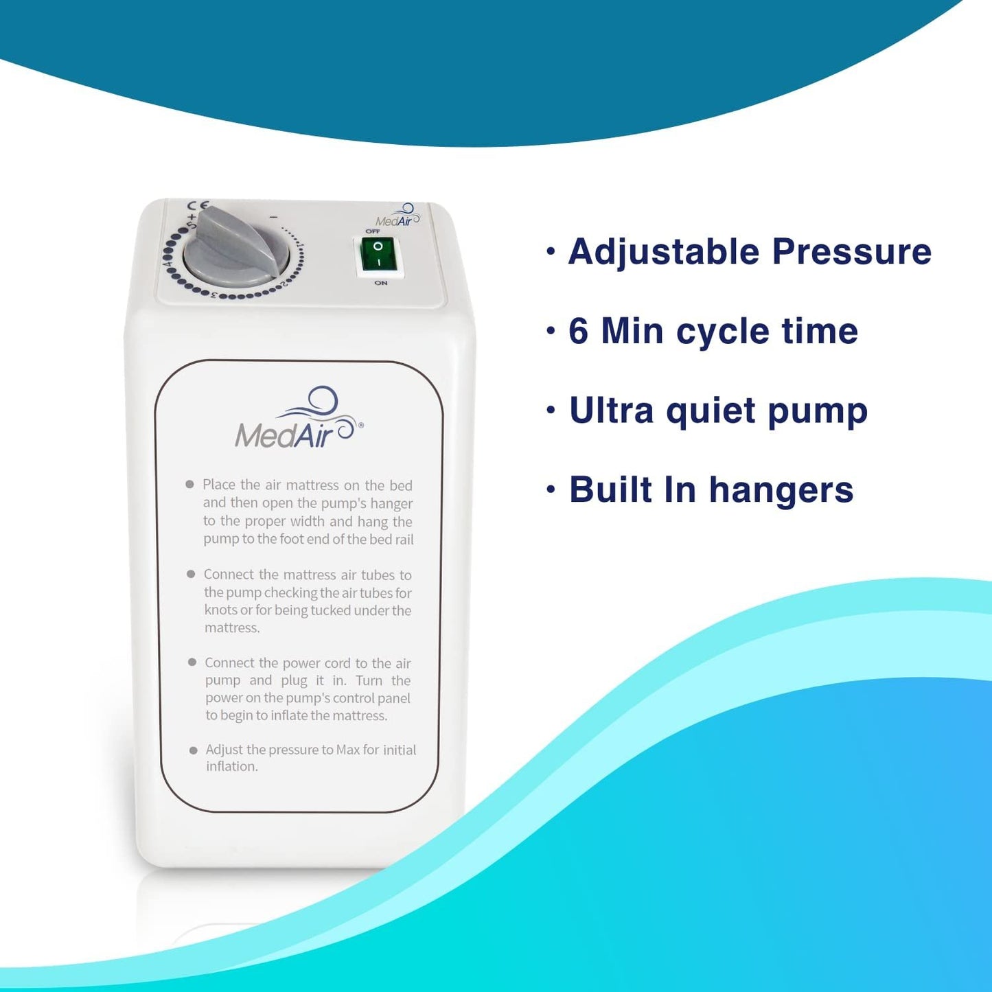 MedVance Comfort Alternating Air Pressure Mattress Pad with Ultra Quiet Alternating Pump (Mattress & Pump only) | Pressure Sore/Ulcer Prevention and Relief | Use on Medical, Hospital, or Standard Bed