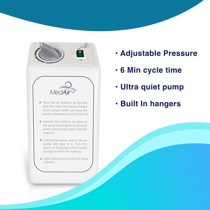 MedVance Comfort Alternating Air Pressure Mattress Pad with Ultra Quiet Alternating Pump (Mattress & Pump only) | Pressure Sore/Ulcer Prevention and Relief | Use on Medical, Hospital, or Standard Bed