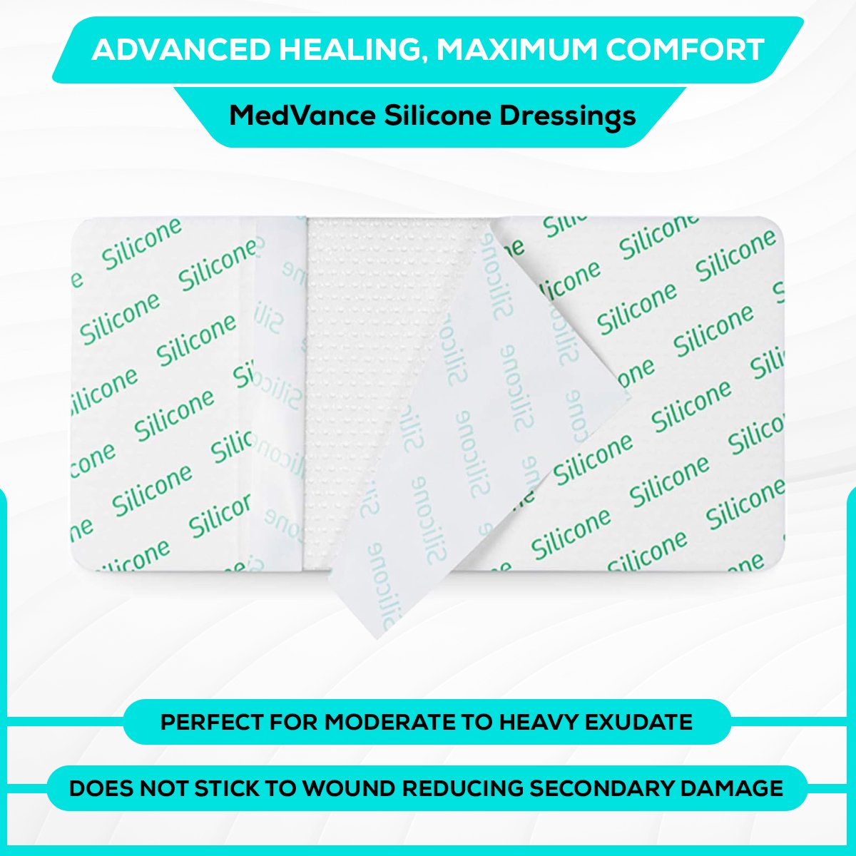 MedVance Silicone Non-Bordered Adhesive Wound Dressing, 4"x8", Box of 5