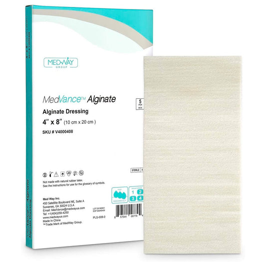 MedVance Calcium Alginate Non-Adhesive Wound Dressing, 4"x8", Box of 5