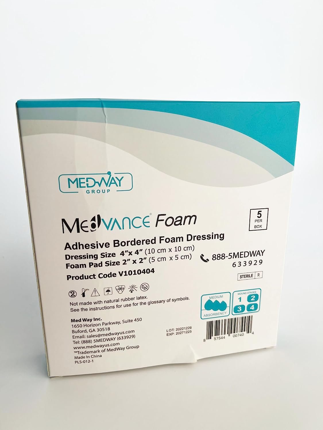 MedVance Foam Bordered Adhesive Wound Dressing, 4"x4", Box of 5